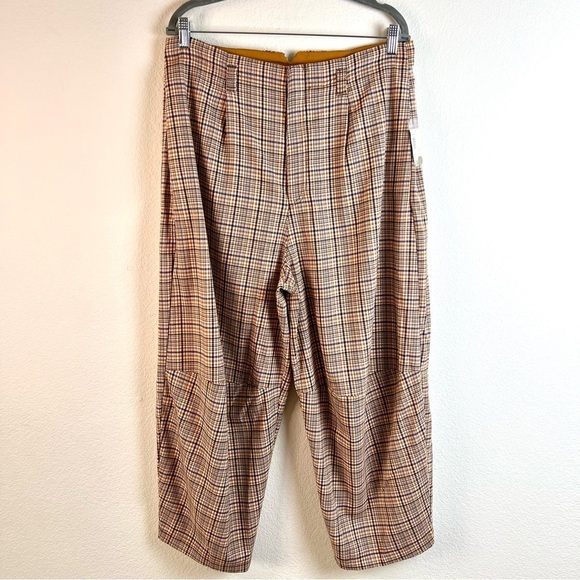 Free People Turning Point Plaid Baggy Slouchy Pants NWT SZ 10 Academia Boho - Picture 6 of 16